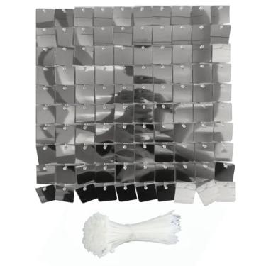 Imagem de Painéis de parede brilho lantejoulas de lantejoulas 24pcs quadro translúcido painéis decorativos brilhantes para decoração de aniversário de aniversário de casamento material