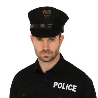 Imagem de Kit 10 Quepes Policial Preto Acessório Adulto Para Fantasia - Abrakada