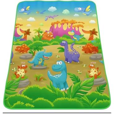 Imagem de Tapete de Atividades Infantil Dobrável 120x180cm | Tatame Bebê Térmico, Impermeável, Antiderrapante, Portátil, Macio, Antialérgico, Educativo, Multiuso (DINO)