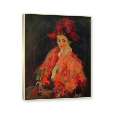 Imagem de NHLDZYH Moldura de champanhe. Impressões de arte Alexej von Jawlensky - Pintura de retrato - (Carneval) - Pôster de decoração de parede vintage. 40 x 50 cm - 15,8 x 19,7 pol