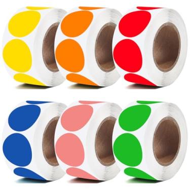 Imagem de Adesivos de ponto de 2,5 cm, etiquetas redondas de codificação, adesivos coloridos para venda de quintal, adesivos simples para escritório, loja, casa, sala de aula, 3000 peças, 6 rolos (6 cores)