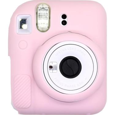 Imagem de BMAOLLONGB Capa para câmera Mini 12, capa de borracha fina e leve de silicone para Fujifilm Instax Mini 12 (rosa, suave)
