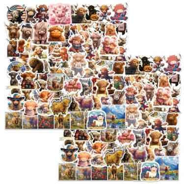 Imagem de Babymiu Cartoon Highland Cow Stickers（200 Pcs）.Cute Cow Decor Vinyl Decals Gifts Merch Party Supplies for Water Bottles Skateboard Luggage Scrapbook Kids Teens Adult
