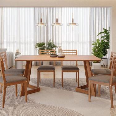 Imagem de Conjunto Sala de Jantar Caju 180cm sem Vidro com 6 Cadeiras Juparanã Cinamomo/ Grafite