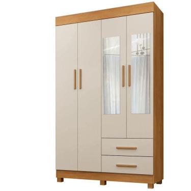 Imagem de Guarda Roupa New Copacabana 4 Portas 2 Gavetas 5 Prateleiras Cinamomo Off