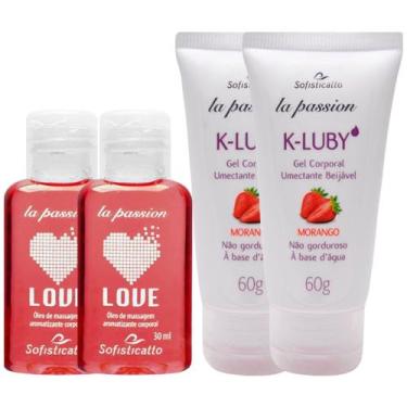Imagem de 2 Óleo para Massagem Love Hot Morango + 2 K-LUBY Gel Lubrificante Ínti