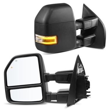 Imagem de LLPTA Par de espelhos de reboque - compatível com Ford F250 F350 F450 2017-2019 Super Duty - Lâmpada de liberação de seta aquecida por energia e espelhos retrovisores laterais com sensor de