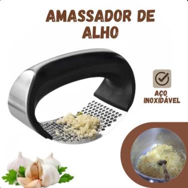 Imagem de Triturador Alho Manual Amassador De Alho Inox utensílio ideal cozinha 