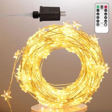 Imagem de ZELUXDOT Luzes de corda de estrela conectadas, 240 LEDs de 240 LEDs, luz estrelada à prova d'água com 8 modos de controle remoto para decoração de jardim de casamento de Natal ao ar livre, decoração