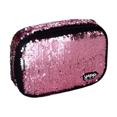 Imagem de Estojo escolar box lantejoula Cores a sua escolha Yepp, Rosa/Prata