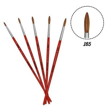 Imagem de 5 Pincel Tigre 165 Redondo Pelo de Boi N.00,04,08,12,16 