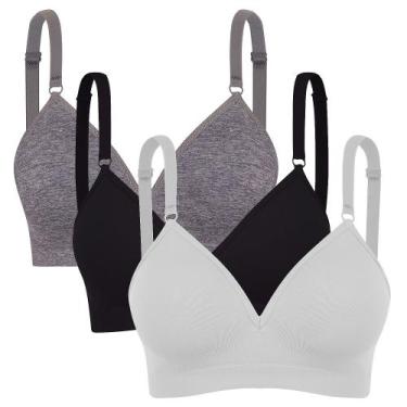 Imagem de Sutiã c/ bojo daily trifil reforçado kit 3 un sem costura, P, Preto, M