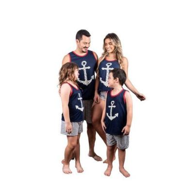 Imagem de Pijama adulto masculino curto básico liso estampado netflix ancora sup