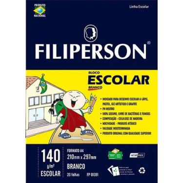 Imagem de Bloco Desenho Escolar Filiperson A4 140gr 20fl