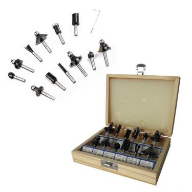 Imagem de Kit Jogo Fresa Para Tupia Com 12 Peças de 6mm Para Ranhuras Molduras E