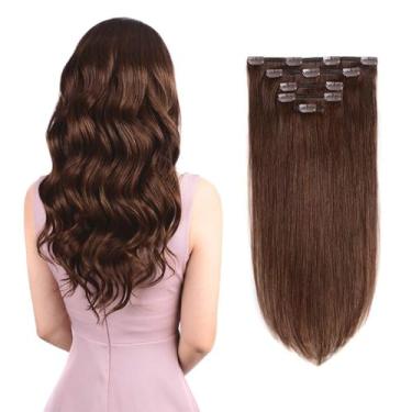 Imagem de 5 extensões de cabelo humano Remy de 30,5 cm, castanho médio - Extensões de cabelo real...