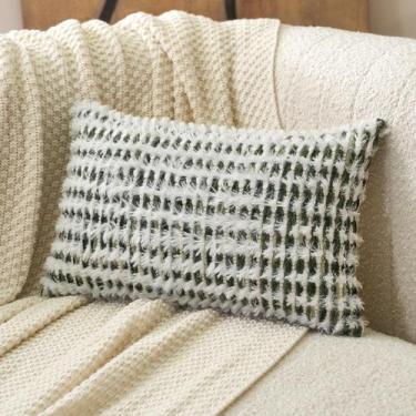 Imagem de Capa de travesseiro Aeckself Boho Chenille tufada 30x50cm verde branca