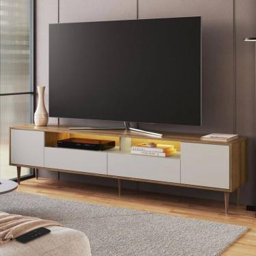 Imagem de Rack para TV Até 75 Polegadas Rotterdam 2 Portas 2 Gavetas com Led Arenas - Art In Móveis