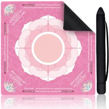 Imagem de Eikovia Mahjong Mat,Mahjong Mat for Table with Bag,32.3 x 32.3 Inch Non-Slip Noise Reduction Mah Jongg Mat, Gaming Mat for Mah Jongg,Poker,Board Games, Dominoes,Card Games(Pink)
