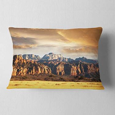 Imagem de Designart Zion National Park Utah EUA paisagem lombar sala de estar, sofá, almofada + capa de almofada impressa em ambos os lados 30,48 cm x 50,8 cm