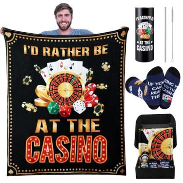 Imagem de Patelai Pacote com 5 presentes de cassino para homens caça-níqueis cobertor de 590 ml de aço inoxidável isolado meias de cano médio novidade presentes de Las Vegas para amantes de cassino de Natal