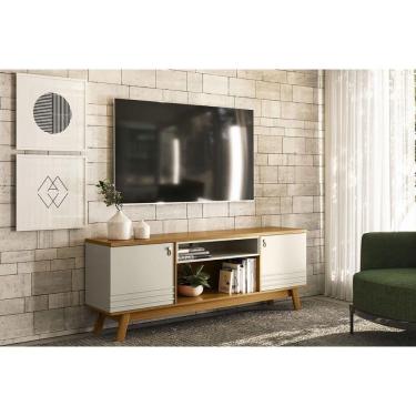 Imagem de Rack Bancada P/ Tv Até 75 Pol Colorado C/ 2 Portas E 2 Nichos 180cm Nature/off White - Linea Brasil