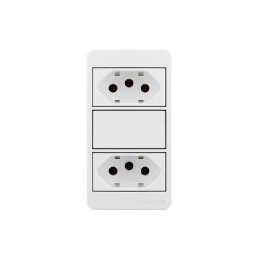 Imagem de Placa Para Condulete Caixa 3/4" Com Tomada Dupla 2p+t 20a Margirius Sleek Branca Branco