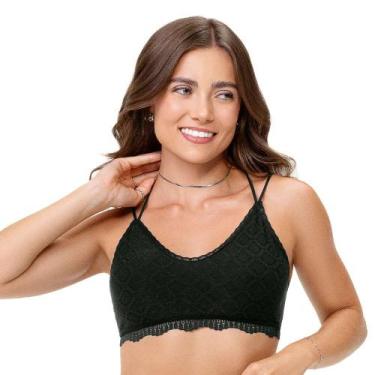 Imagem de Top com Renda e Bojo Removível sem Costura Preto Zee Rucci, P