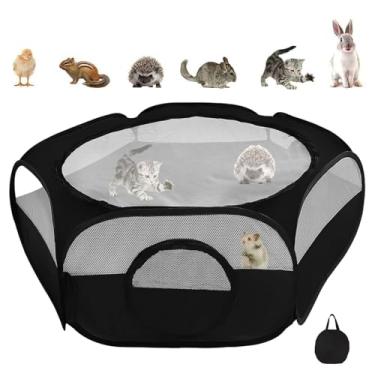 Imagem de Deapeey Cercadinho para Animais Pequenos, Cercadinho Portátil para Gatinhos com Tampas Duplas, Cercadinho Pop-Up para Porquinhos-Da-Índia, Cercadinho Interno E Externo para Coelhos, Hamsters, Ouriços,