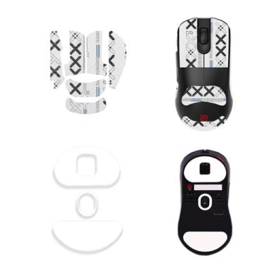 Imagem de NOUKAJU Fita adesiva para mouse com cobertura total para BenQ Zowie FK2-DW, kit de atualização de mouse profissional resistente ao suor, patins para pés de mouse (almofada de pé + fita adesiva branca