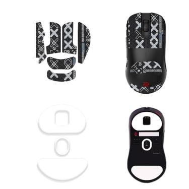 Imagem de NOUKAJU Fita adesiva para mouse com cobertura total para BenQ Zowie FK2-DW, kit de atualização de mouse profissional resistente ao suor, patins para pés de mouse (almofada de pé + fita preta para
