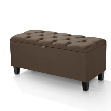 Imagem de Calçadeira Sapateira Organizador com Assento Puff Baú Estofado - Para Armazenamento em Quarto, Sala e Escritório - Móveis para Quarto Minimalista Moderno(Marrom)