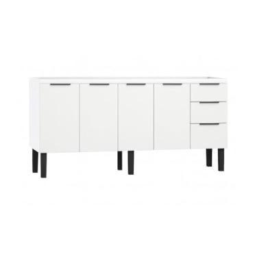 Imagem de Gabinete de Cozinha 174cm Armário Aço 4 Portas e 3 Gavetas (Branco)
