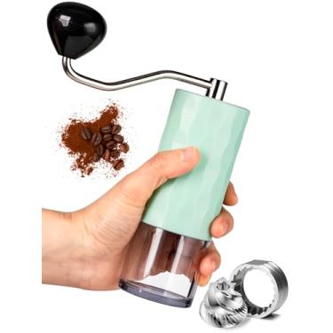 Imagem de Moedor de café manual com rebarba de aço inoxidável, moedor de café com manivela Timenu ajustável para café expresso, prensa francesa - Moedor de café portátil para acampamento, viagem, caminhada,