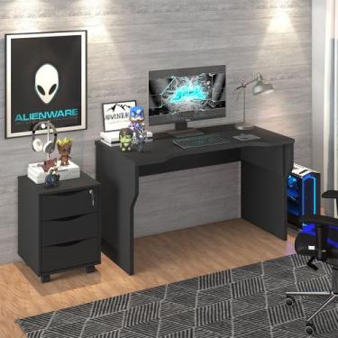 Imagem de Conjunto Escrivaninha com Regulagem Artany Gamer e Gaveteiro com 3 Gav