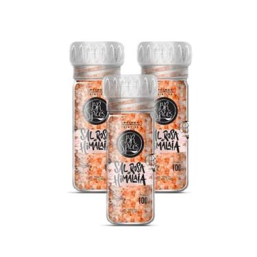 Imagem de Kit 3 Moedor Sal Rosa Do Himalaia Iodado BR Spices 100G