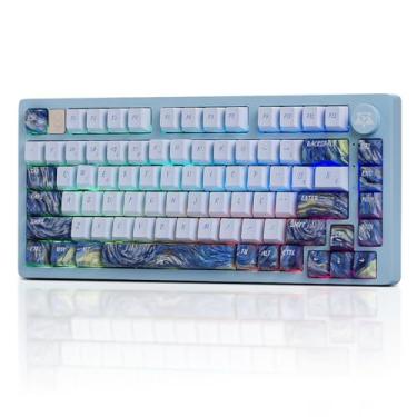 Imagem de Teclado Gamer Mecânico Adamantiun Akira Rgb Azul Abnt2 Impressionist Waves Pbt 75% Switch Puma