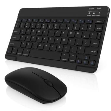 Imagem de Teclado E Mouse Sem Fio Bluetooth Recarregável Longa Duração - Conjunto Portátil Silencioso Para Trabalho Estudo E Uso Diário