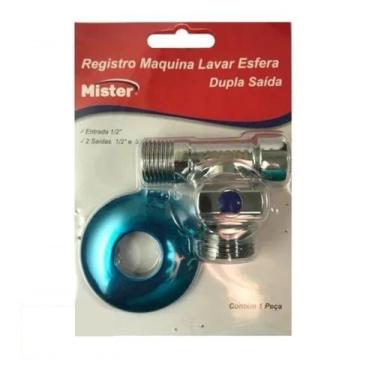 Imagem de 01 Registro Esfera Mister para Máquina de Lavar com 2 Saídas  100612, 