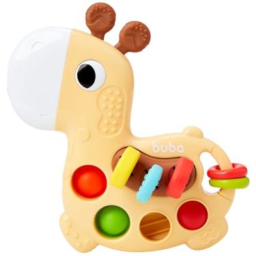 Imagem de Girafinha de Atividades 100% Atóxica Fitas Texturizadas e Pop-Its para Bebês Buba