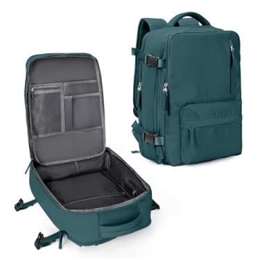 Imagem de Mochila de viagem grande feminina, bagagem de mão, mochila impermeável para fazer trilha e esportes ao ar livre, mochila escolar, W - azul, Large