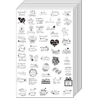 Imagem de 250 adesivos de versículo da Bíblia Espanhola | Decalques de Jesus Inspiradores Transparentes | Artesanato com tema de fé, diários, álbuns, aniversários, envelopes (à prova d'água)