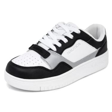Imagem de Nautica Tênis infantil masculino de cano baixo com cadarços: sapatos elegantes para jovens - ideal para tênis e caminhadas (crianças grandes/criança pequena), Panda, 18