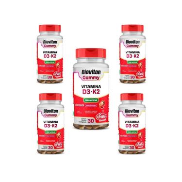 Imagem de Kit 5 Bioviton Gummy Vitamina D3+K2 Sabor Morango 5x30 gomas Unilife-Unissex