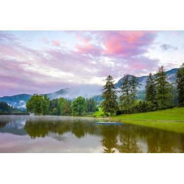 Imagem de Quadro Decorativo com Estampa Beautiful Morning Landscape Mountains And Lake Europe 30 x 30 Papel 1 unidade