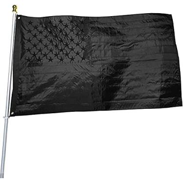 Imagem de Bandeira americana preta 1,8 x 3 m: Bandeira dos EUA resistente feita de nylon - estrelas bordadas - listras costuradas - proteção UV perfeita para uso ao ar livre! (não inclui mastro)