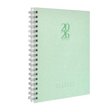 Imagem de Agenda 2026 Planner Semanal Solid Glitter Cores Verde Menta