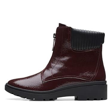 Imagem de Clarks Bota feminina Calla Zip cano médio, Patente de vinho, 6 Wide