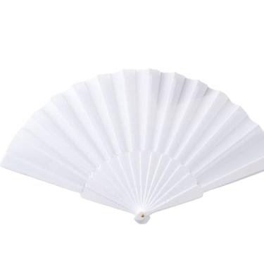 Imagem de Leque Liso Clássico para Dia a Dia, Dança e Festa - Leque de Vento Leve e Resistente - Ideal para Lembrancinhas e Presentes(2,Branco)