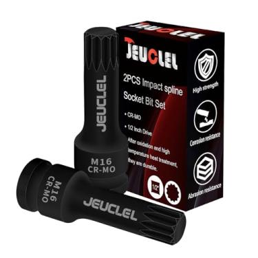 Imagem de JEUCLEL 2 peças M16 soquete quadrado triplo de ranhura de impacto, soquete quadrado triplo de acionamento de impacto de 16 mm métrico, adaptador de chave de fenda com extensão de aço Cr-Mo